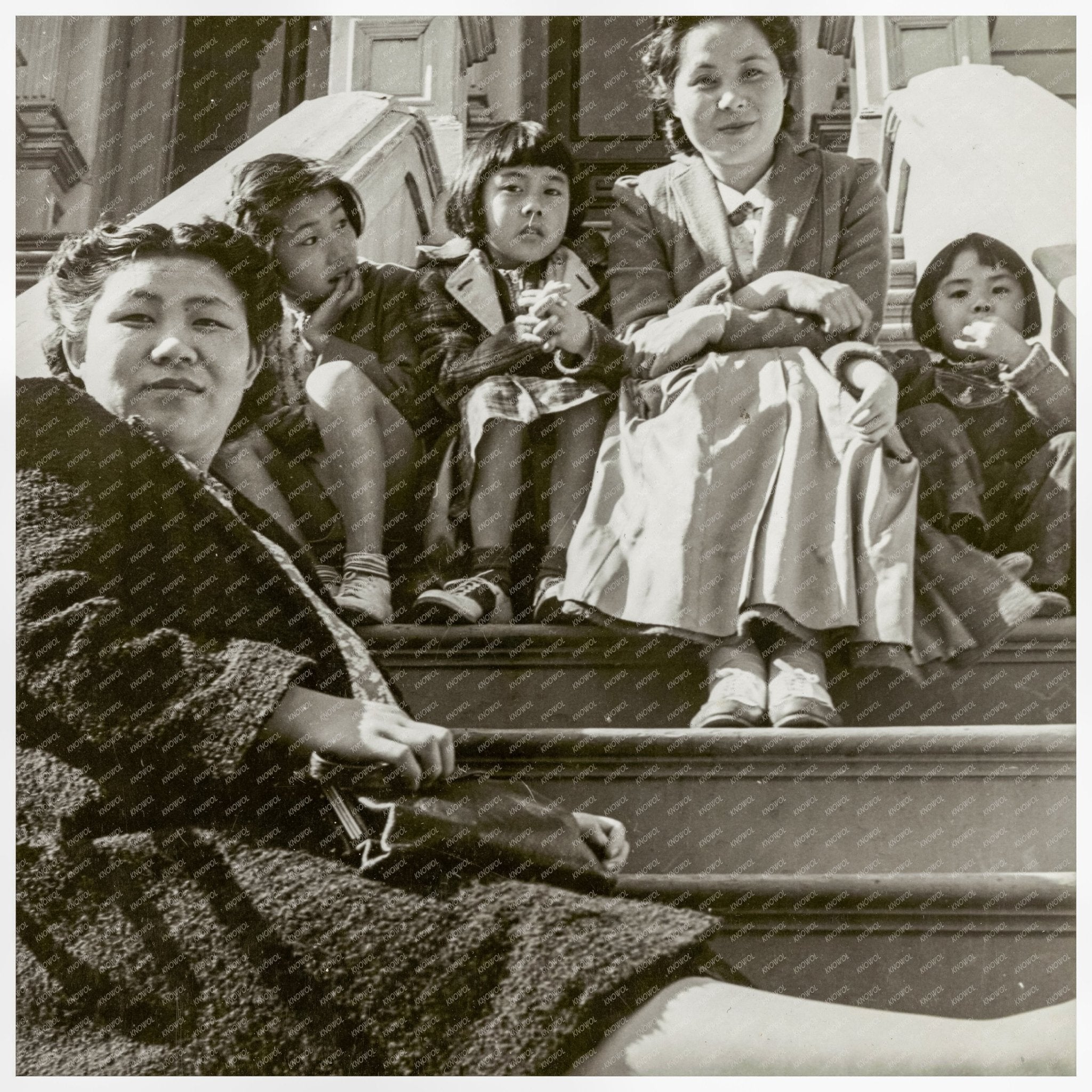 Women and Children Await Evacuation April 1942 San Francisco - Available at KNOWOL