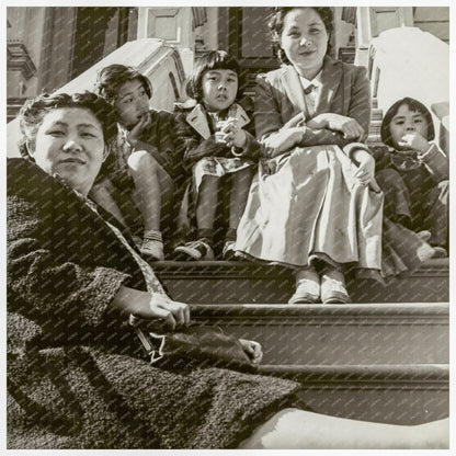 Women and Children Await Evacuation April 1942 San Francisco - Available at KNOWOL