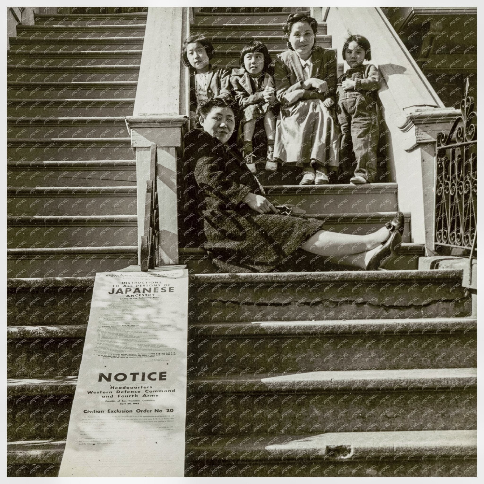 Women and Children Facing Evacuation San Francisco 1942 - Available at KNOWOL