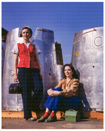 Women Assembly Line Workers at Douglas Aircraft Company Long Beach California 1942 - Available at KNOWOL