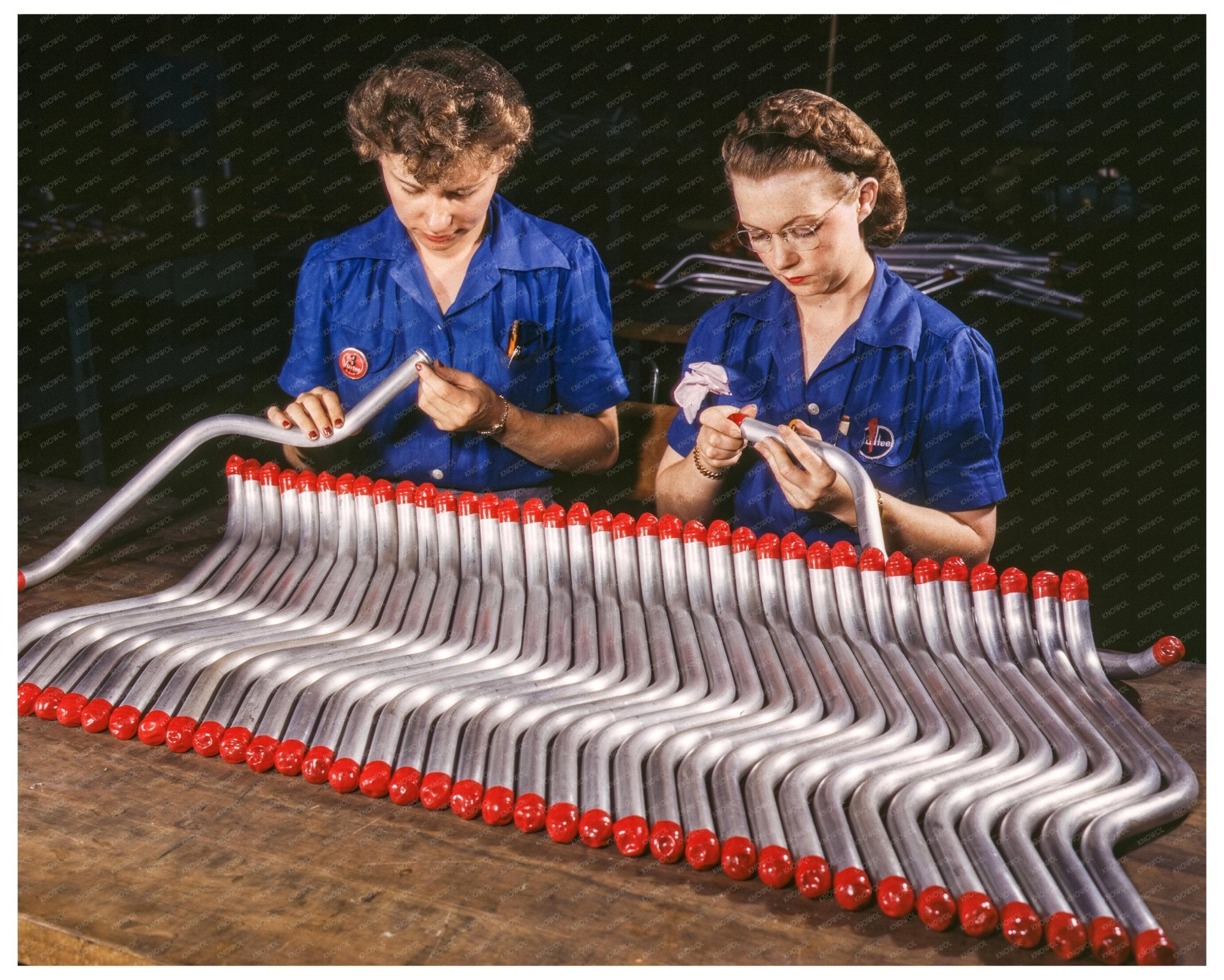 Women Capping Tubing for Vengeance Dive Bomber 1943 - Available at KNOWOL