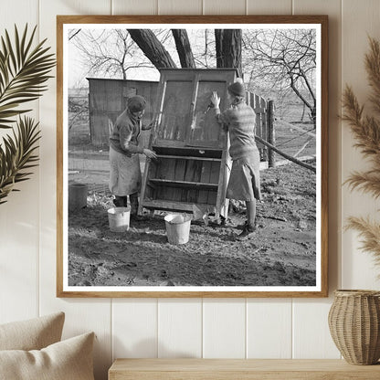 Women Cleaning Flood - Damaged Furniture in Indiana 1937 - Available at KNOWOL