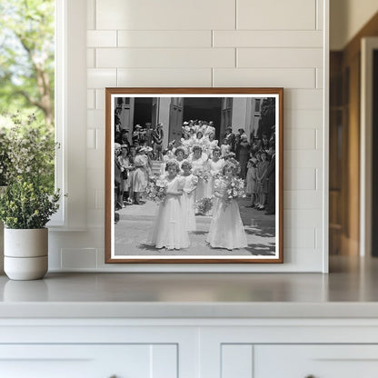 Women Exiting Church During Fiesta of the Holy Ghost 1942 - Available at KNOWOL