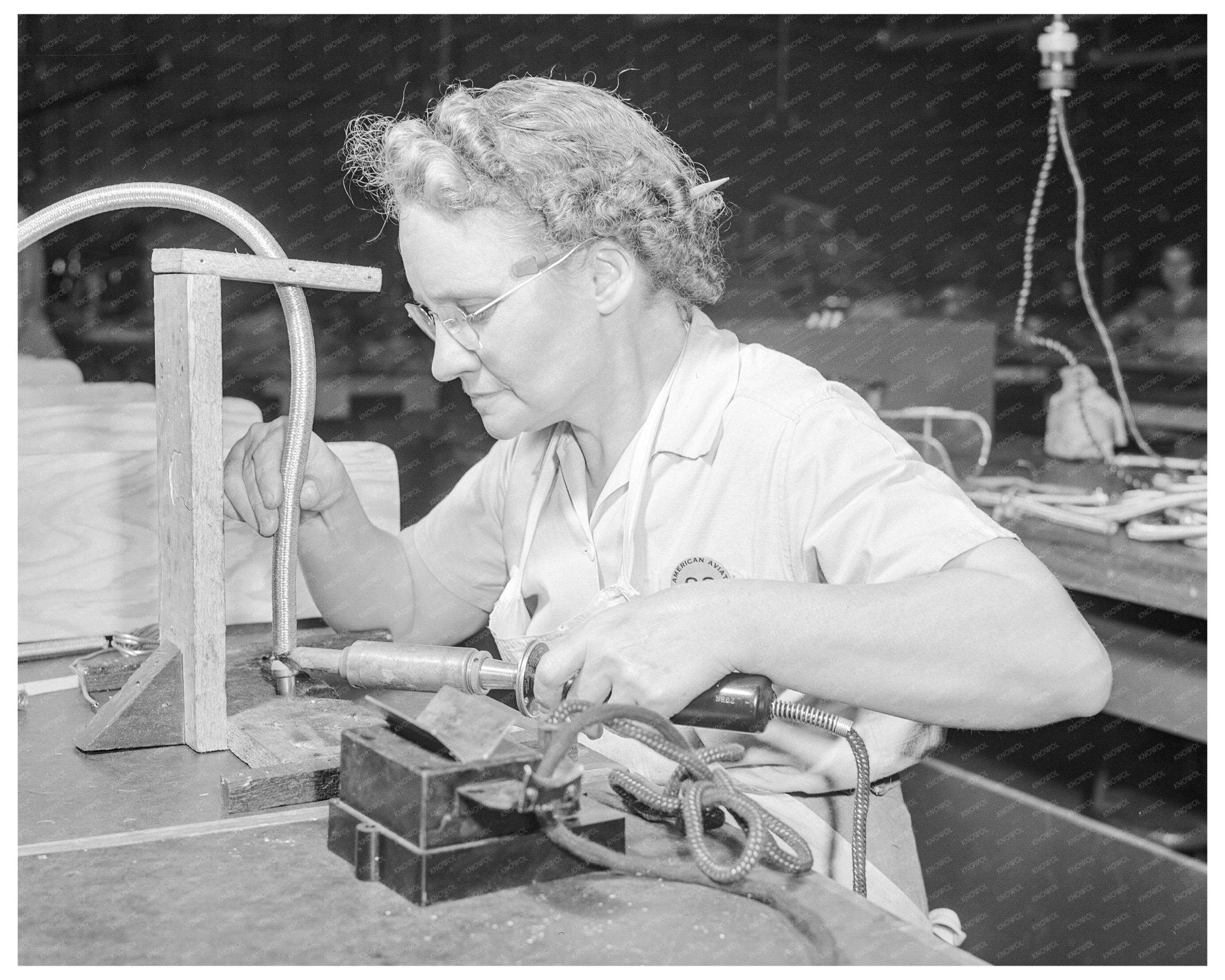 Women Soldering Conduit for B - 25 Bombers July 1942 - Available at KNOWOL