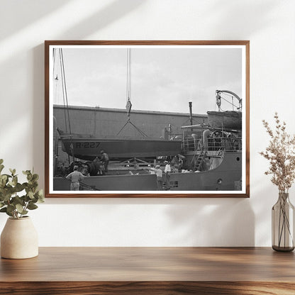 Wooden Ramp Boat Loaded for Navy Delivery July 1942 - Available at KNOWOL