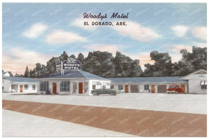 Woodys Motel Postcard El Dorado Arkansas 1930s to 1940s - Available at KNOWOL