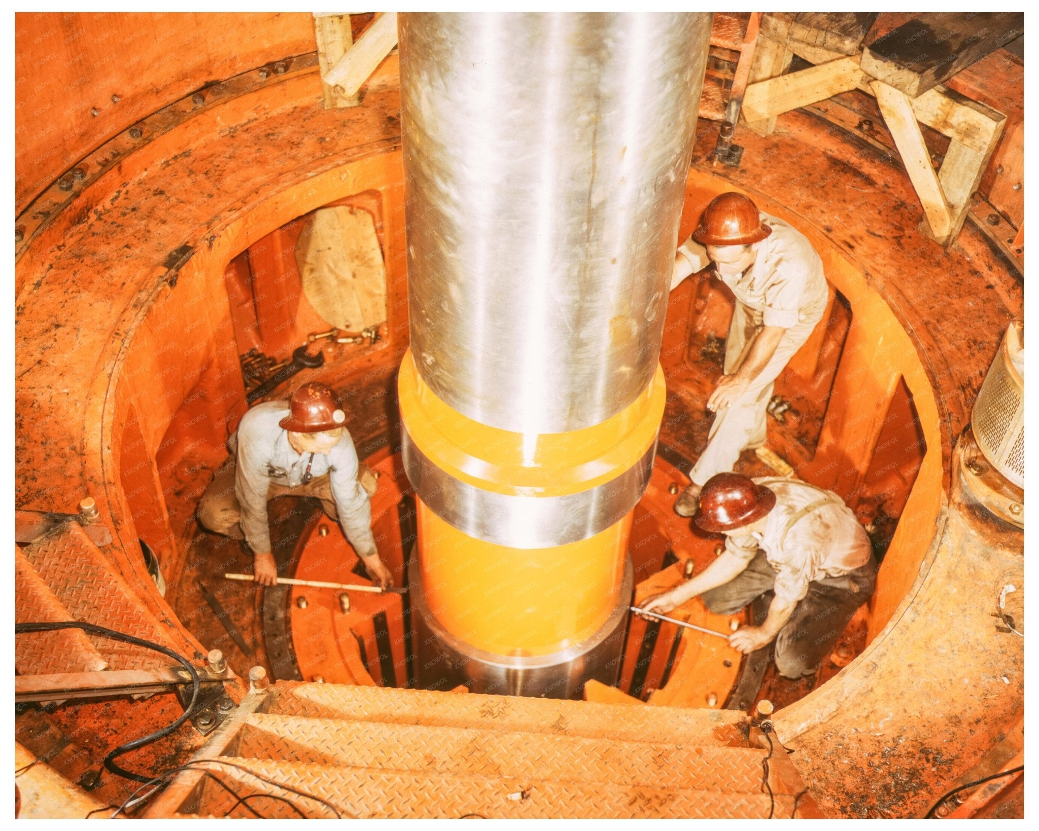 Workers Align Turbine Shaft at Watts Bar Dam 1942 - Available at KNOWOL