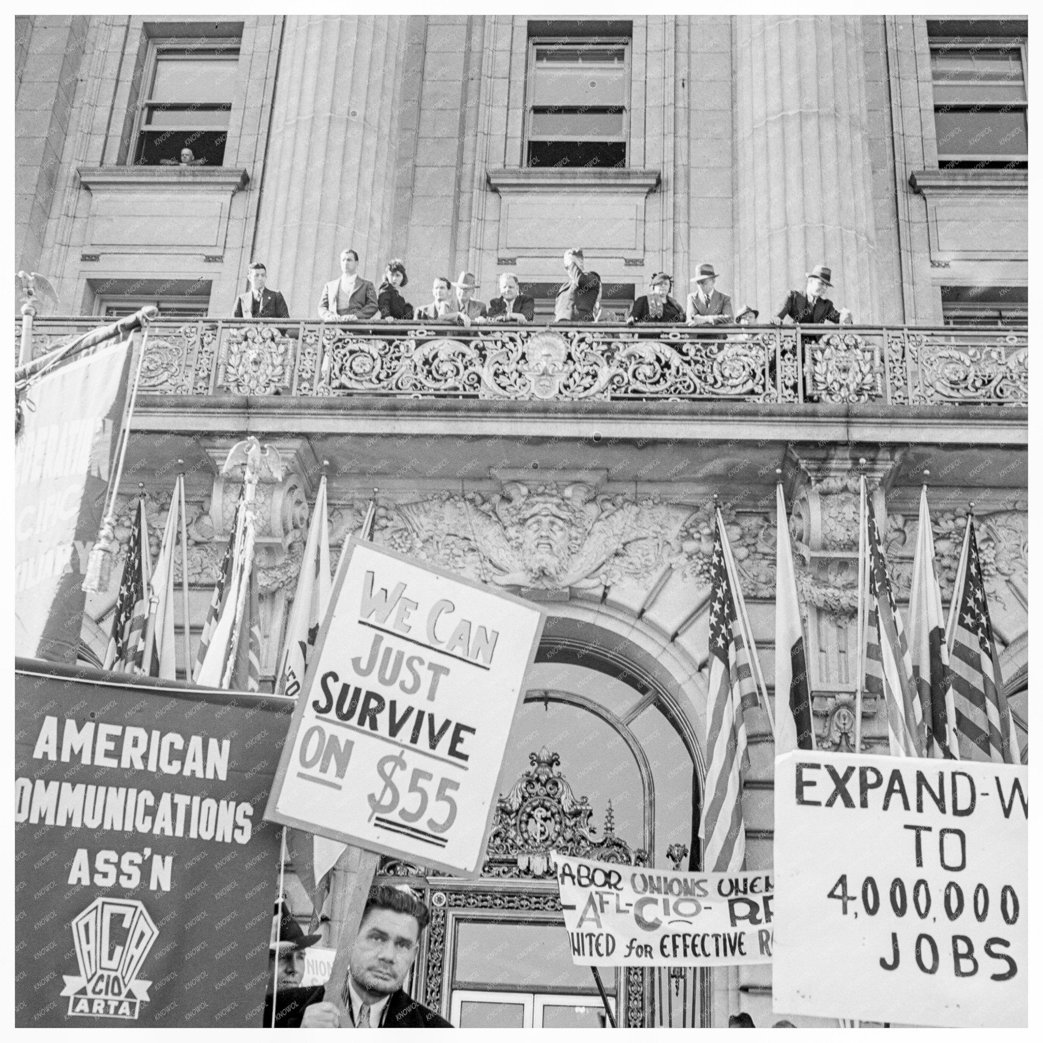 Workers Alliance Protest at San Francisco City Hall 1939 - Available at KNOWOL