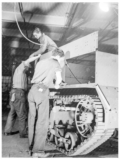 Workers Assembling Halftrac Scout Cars December 1941 - Available at KNOWOL