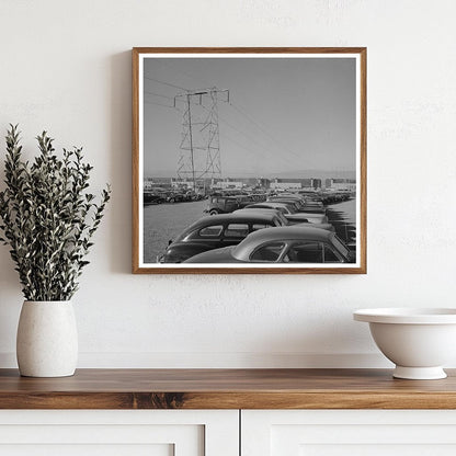 Workers Cars Under High - Tension Lines in Nevada 1942 - Available at KNOWOL