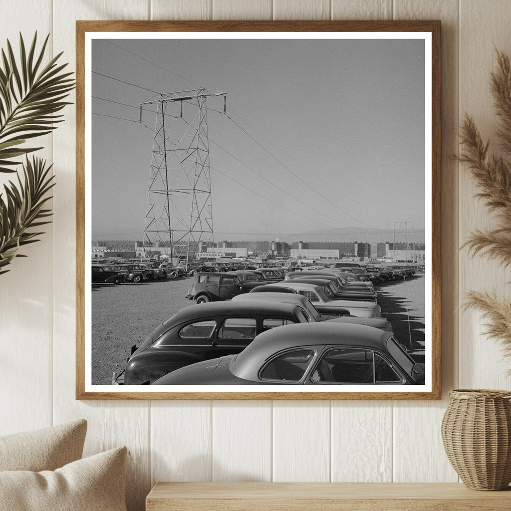 Workers Cars Under High - Tension Lines in Nevada 1942 - Available at KNOWOL