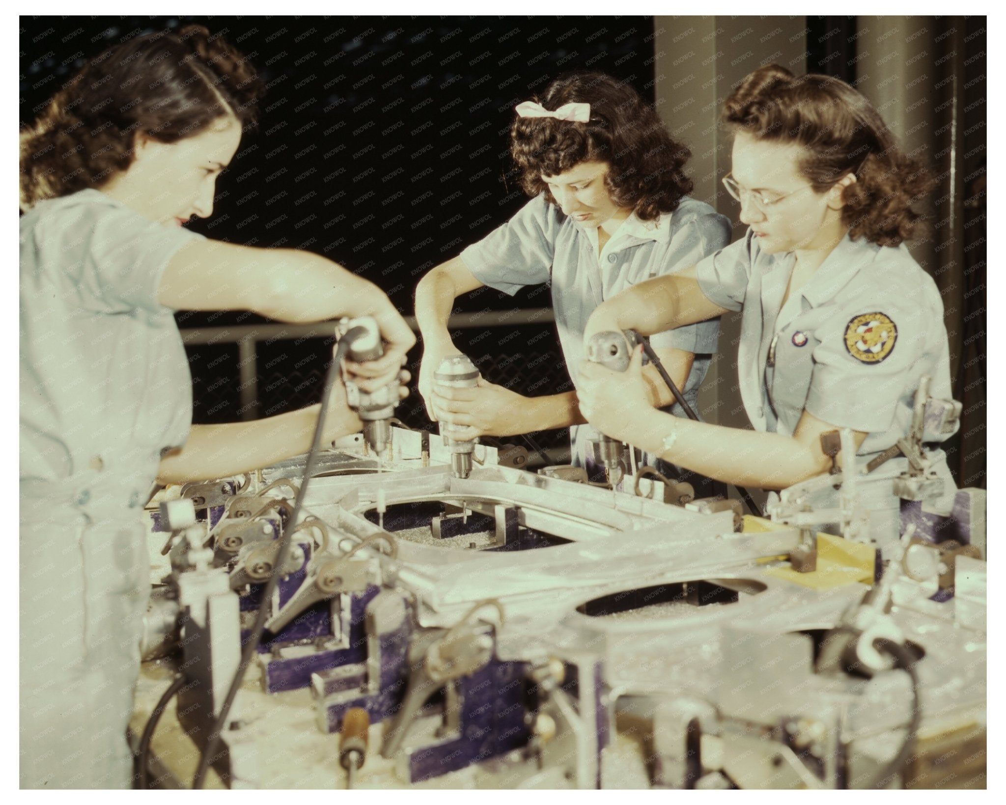 Workers Drilling Wing Bulkhead at Consolidated Aircraft 1942 - Available at KNOWOL