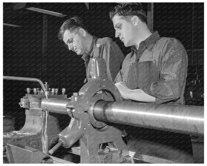 Workers Machining 40 mm Anti - Aircraft Gun Barrel 1944 - Available at KNOWOL