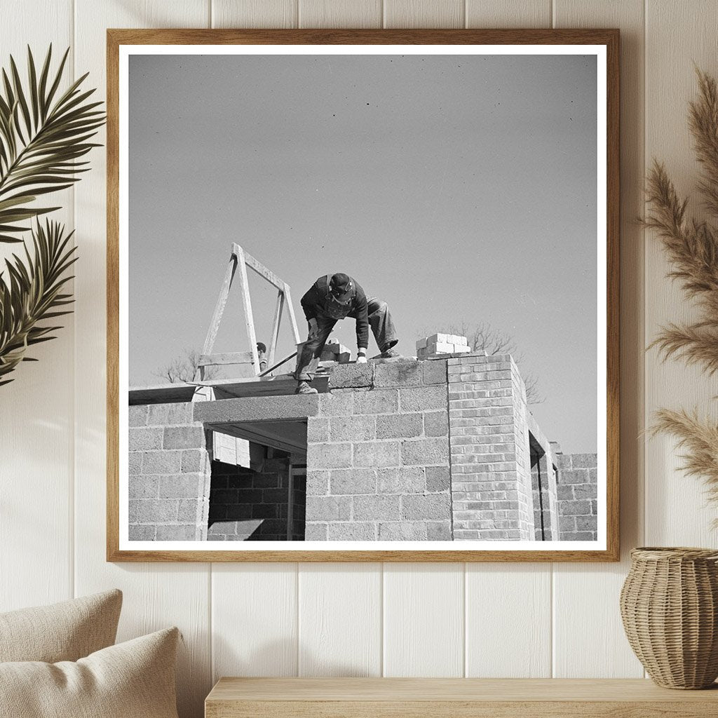 Workers Placing Cinder Blocks in Greendale Wisconsin 1937 - Available at KNOWOL