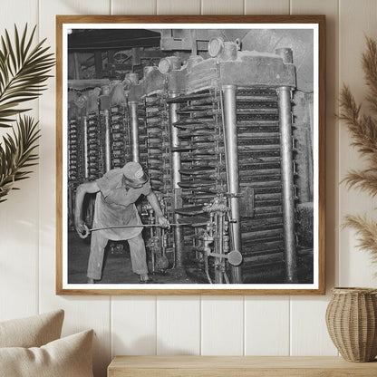 Workers Removing Cotton Cake in Texas Oil Mill 1939 - Available at KNOWOL