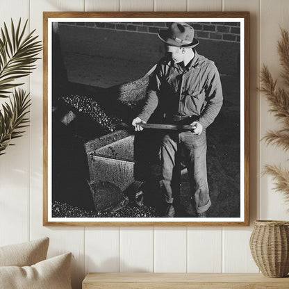 Workers Shoveling Olives at Lindsay Olive Oil Plant 1942 - Available at KNOWOL