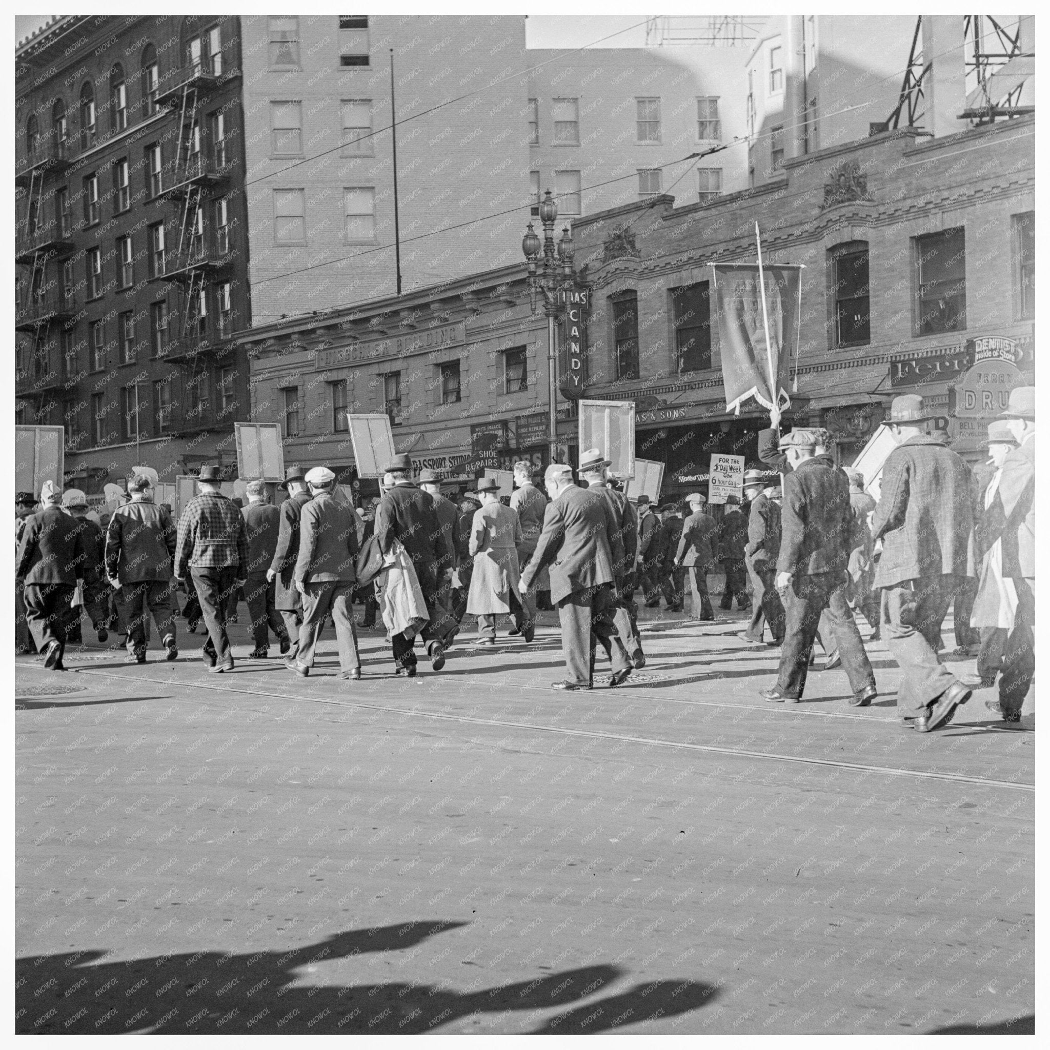 WPA Workers Parade Market Street San Francisco February 1939 - Available at KNOWOL