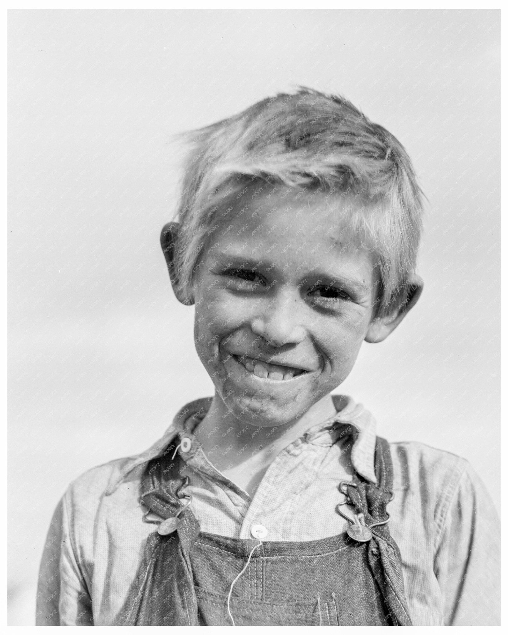 Young Boy in Squatters Camp Near Farmersville California 1936 FSA Collection - Available at KNOWOL