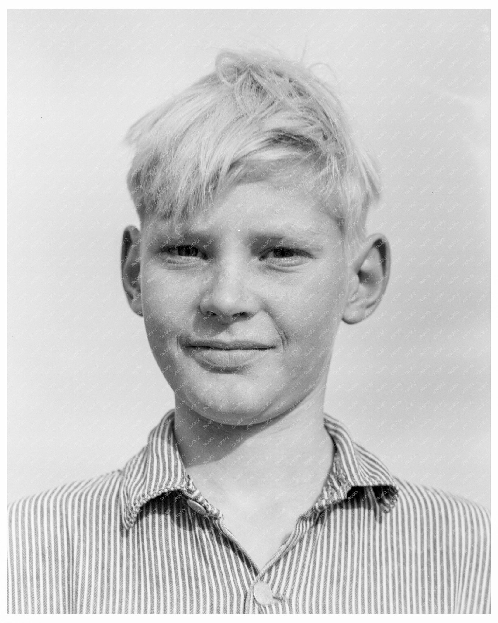 Young Boy of Migrant Worker in Squatters Camp Farmersville California November 1936 - Available at KNOWOL