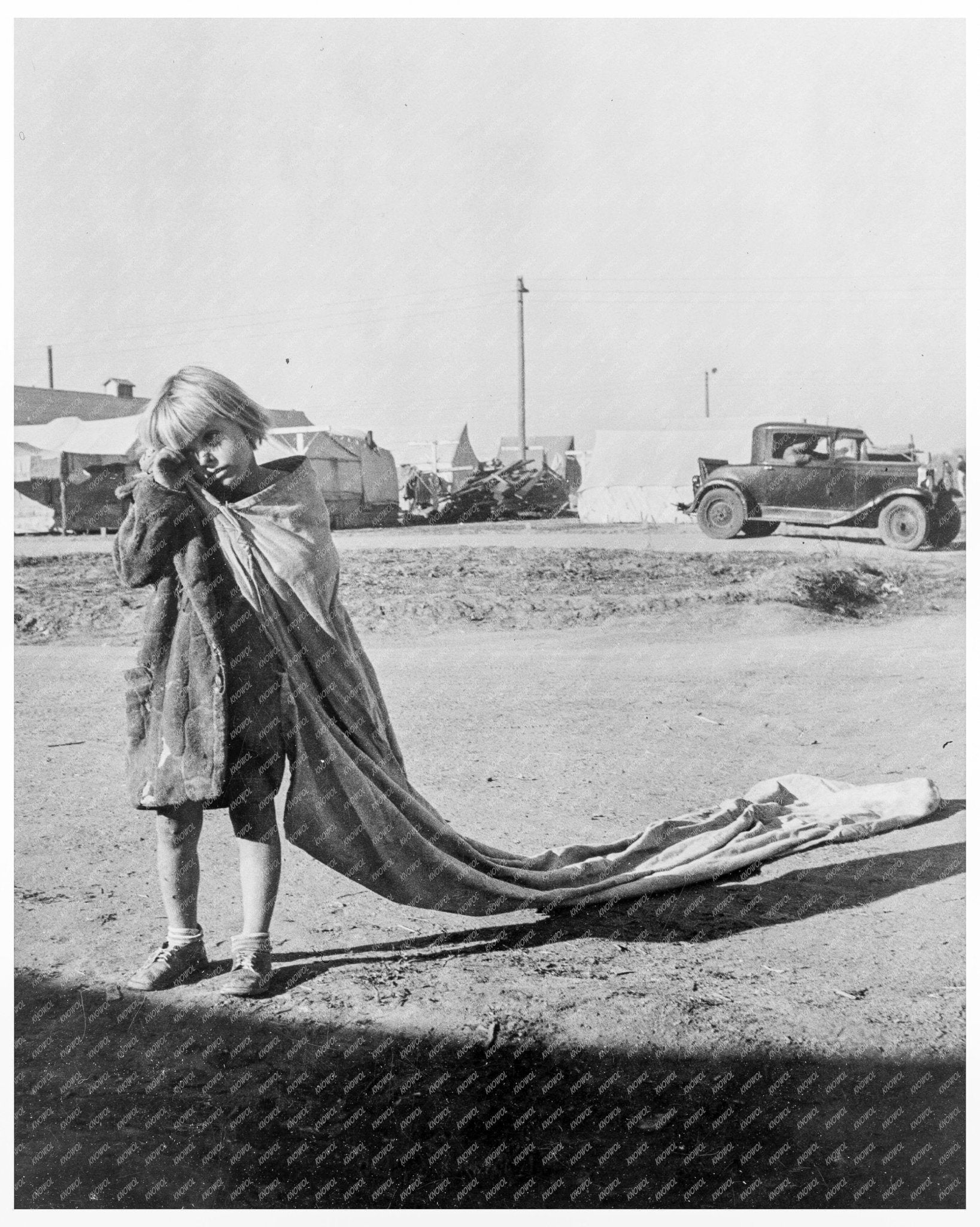 Young Cotton Picker at Migrant Camp Kern County California November 1936 - Available at KNOWOL