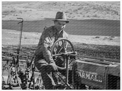 Young Farmer Plowing Field with Tractor Gem County Idaho 1939 - Available at KNOWOL