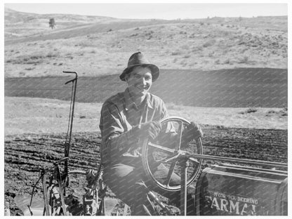 Young Farmer Plowing with Tractor in Idaho 1939 - Available at KNOWOL