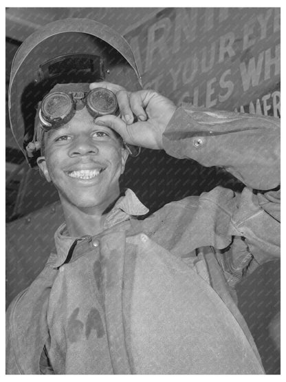 Young Man in Welder Outfit at NYA Work Center 1939 - Available at KNOWOL