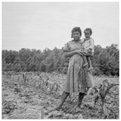 Young Sharecroppers Wife and Child in Cornfield 1939 - Available at KNOWOL