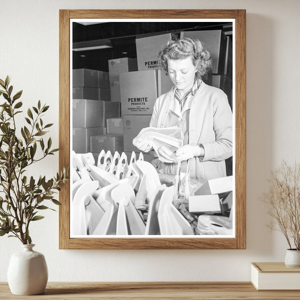 Young Woman Inspecting Alloy Castings in 1942 Factory - Available at KNOWOL