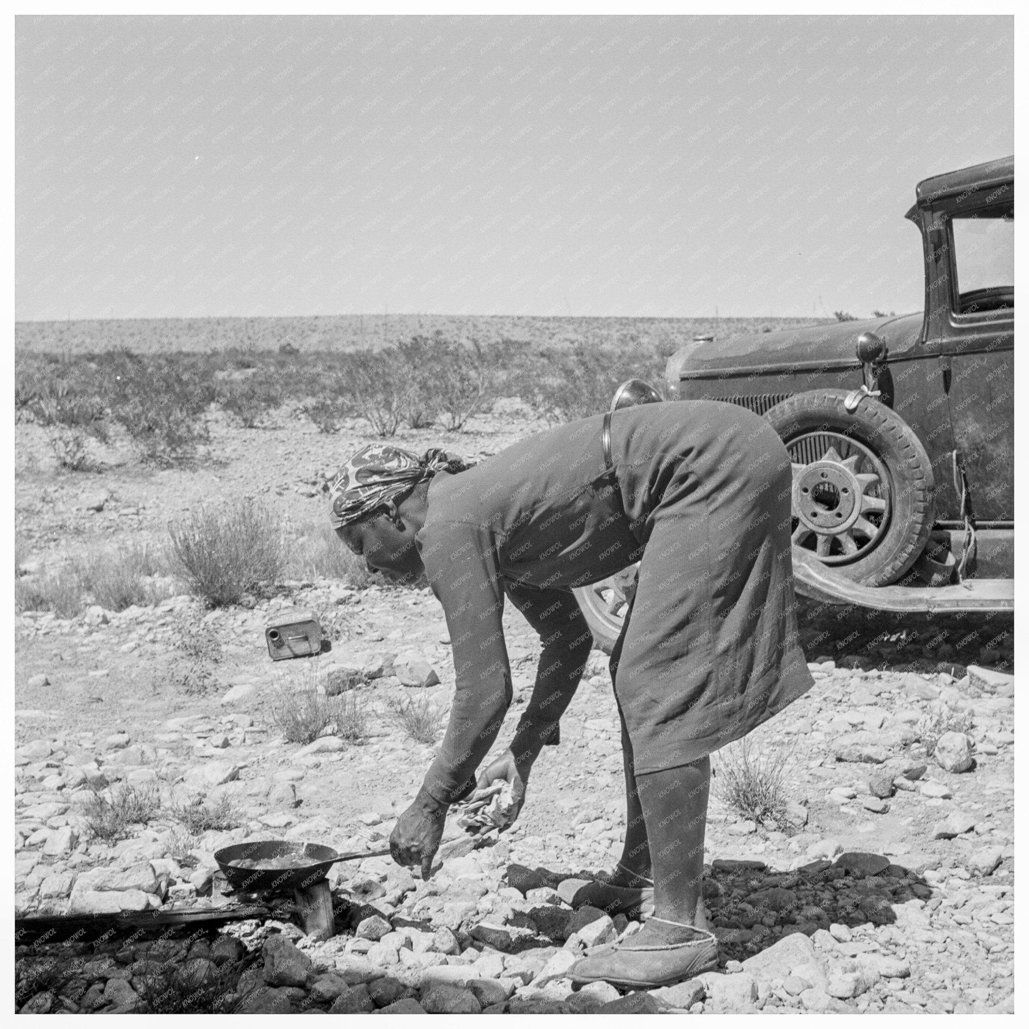 Young Woman Prepares Breakfast in El Paso 1938 - Available at KNOWOL