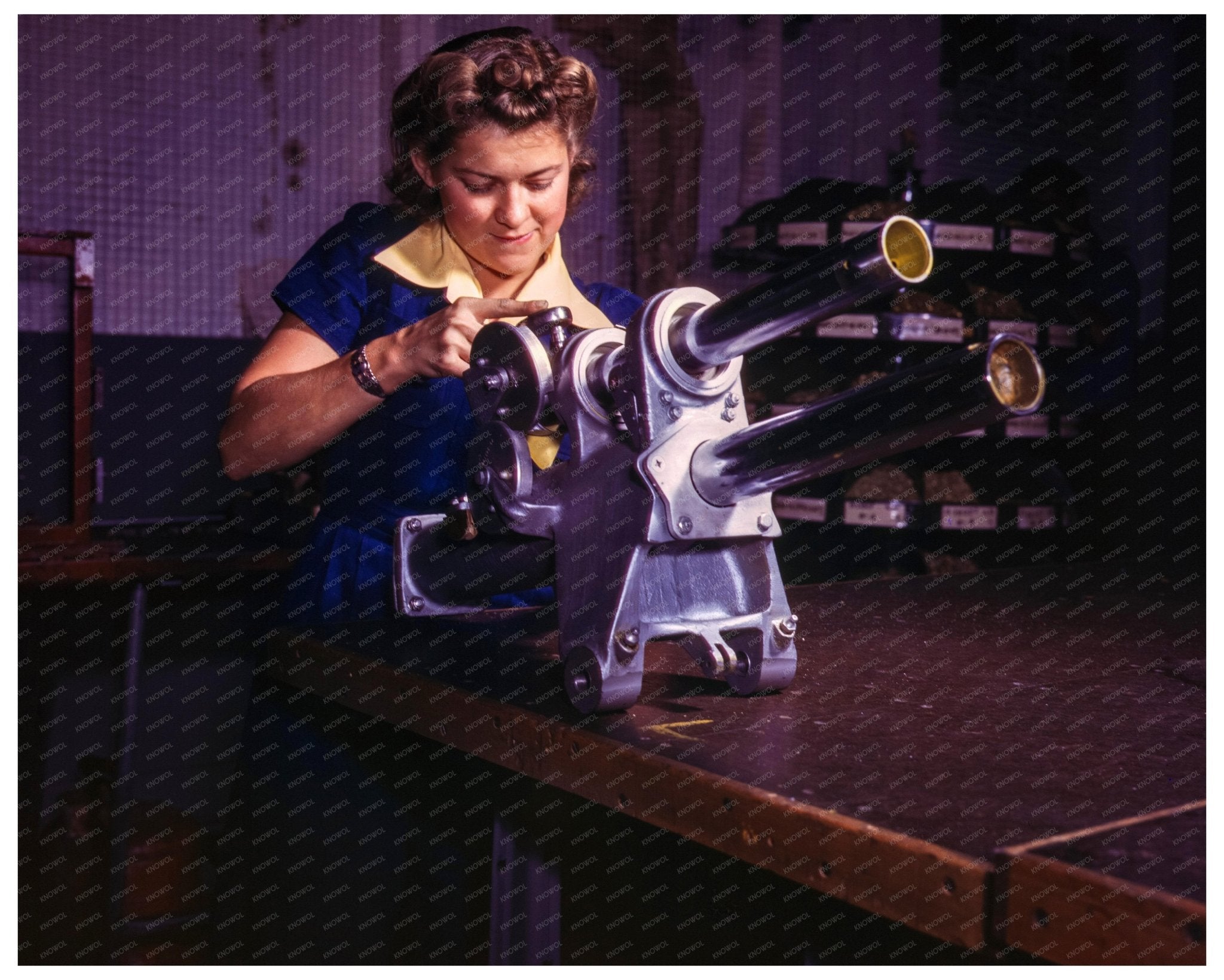 Young Woman Repairs P - 51 Landing Gear October 1942 - Available at KNOWOL