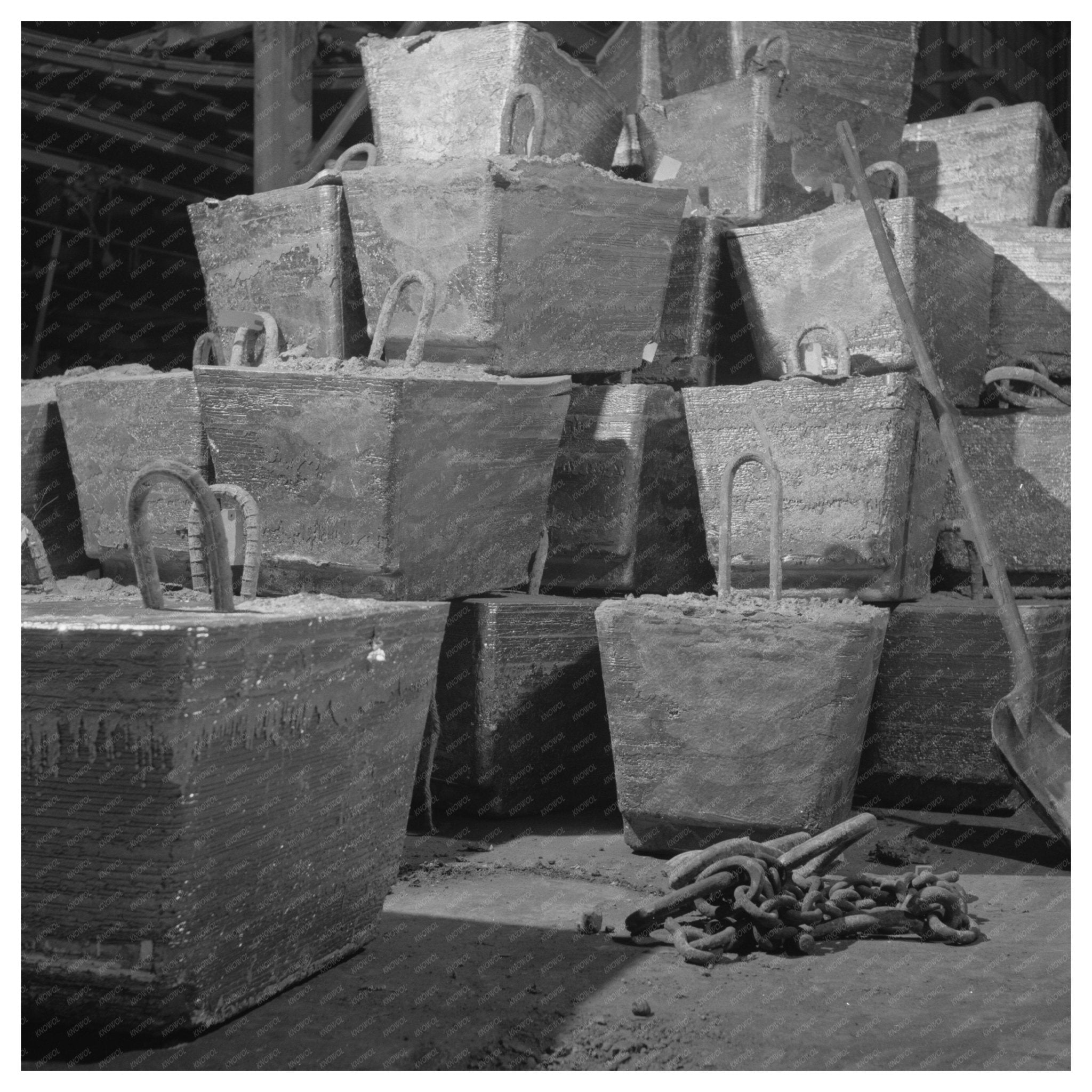 Zinc Jumbo Blocks for War Effort at Eagle - Picher Plant 1942 - Available at KNOWOL