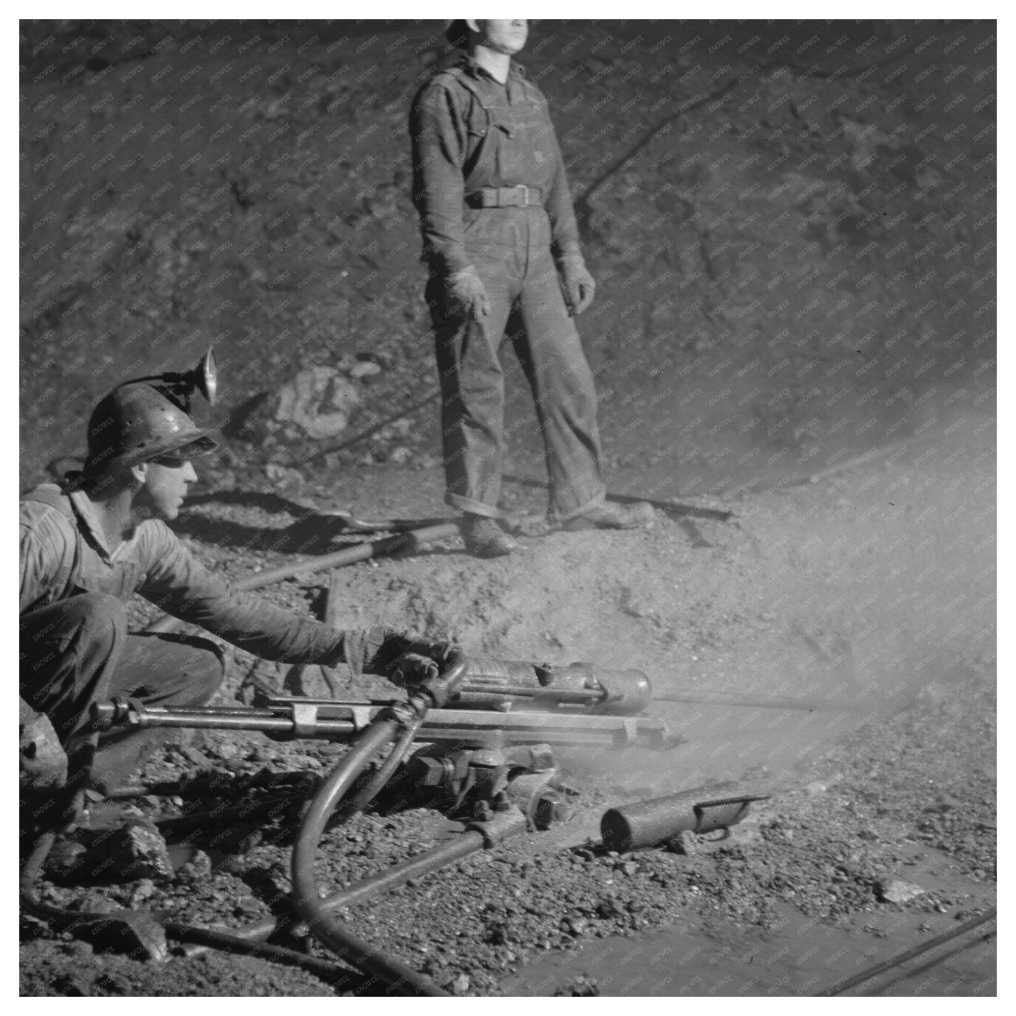 Zinc Mine Blast Hole Drillers Cardin Oklahoma 1942 - Available at KNOWOL