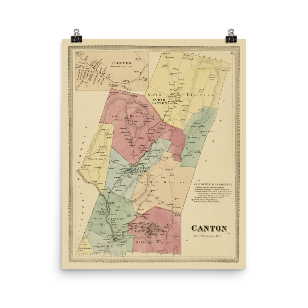 Canton, CT 1869 Map