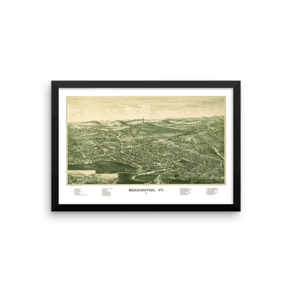 Bennington, VT 1887 Framed Historic Map