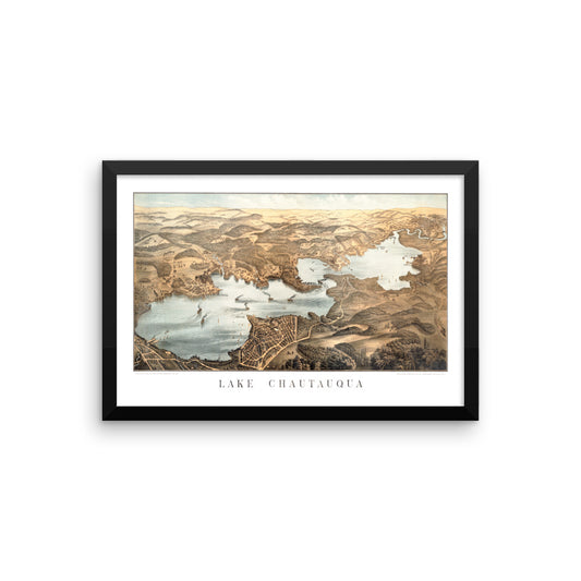 Lake Chautauqua, NY 1885 Framed Map