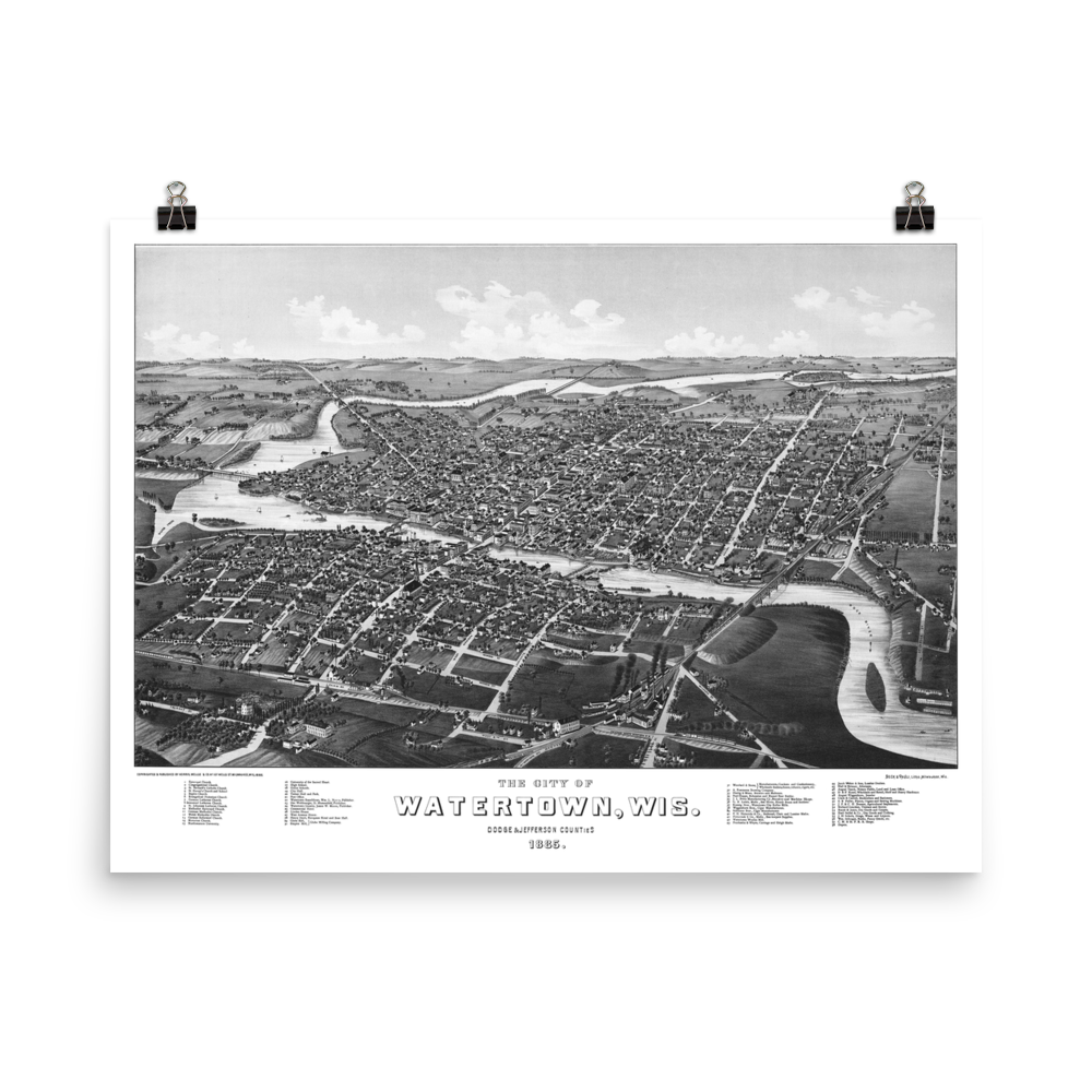 Watertown, WI 1885 Map