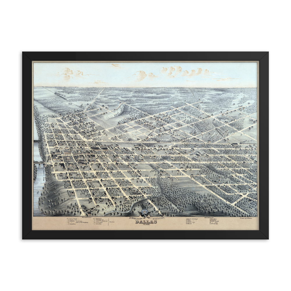 Dallas, TX 1872 Framed