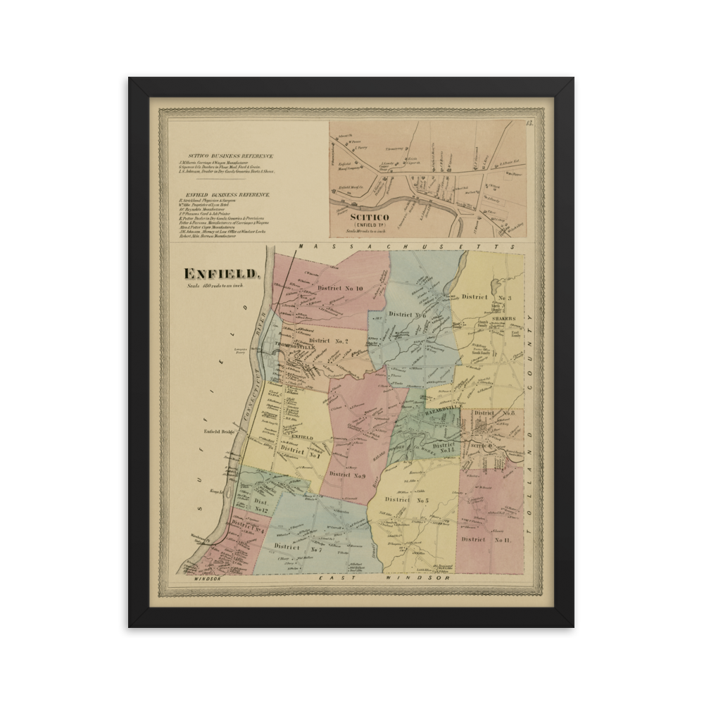 Enfield, CT 1869 Framed