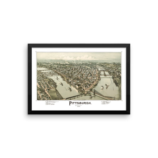 Pittsburgh, PA 1902 Framed Map