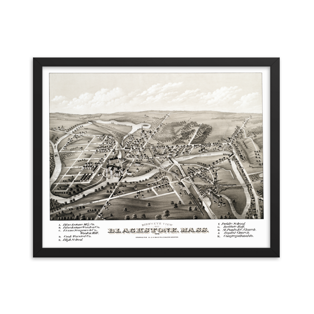 Blackstone, MA 1879 Framed