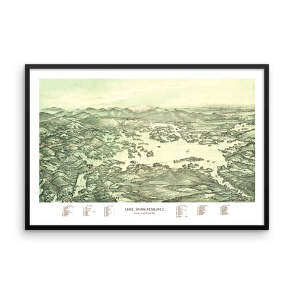 Lake Winnipesaukee Framed Boater's Map