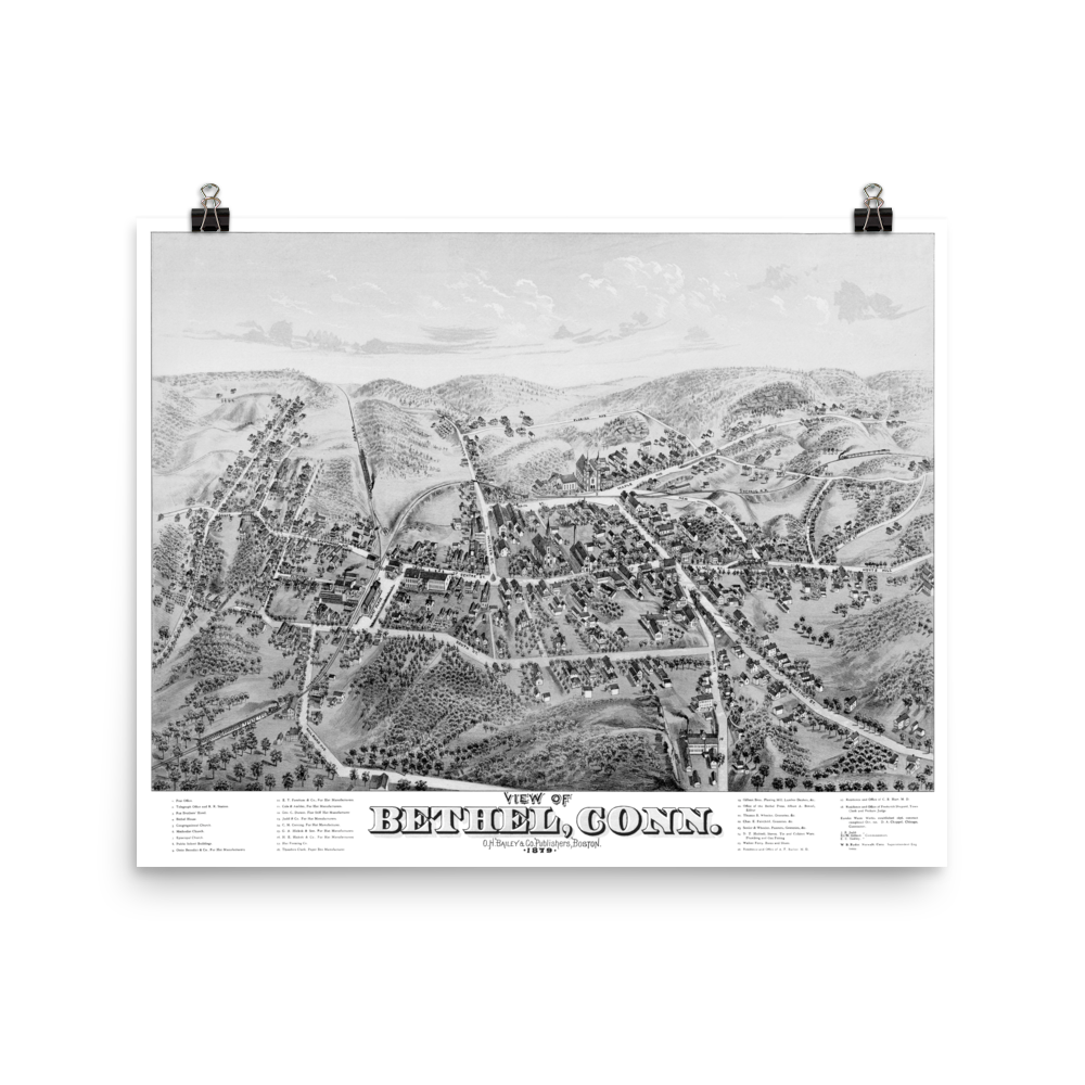 Bethel, CT 1879 Restored Map