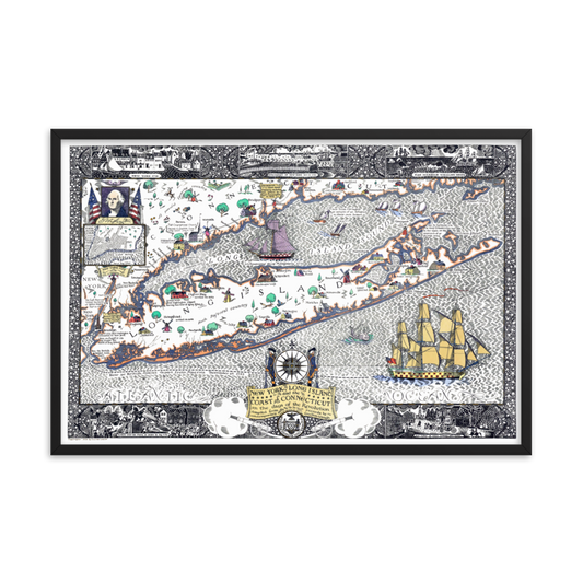 Long Island New York Revolutionary Framed Map