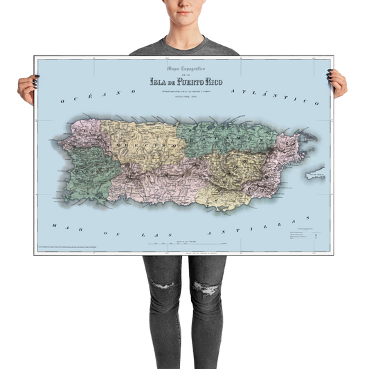 Puerto Rico 1886 Map, "Isla De Puerto Rico"