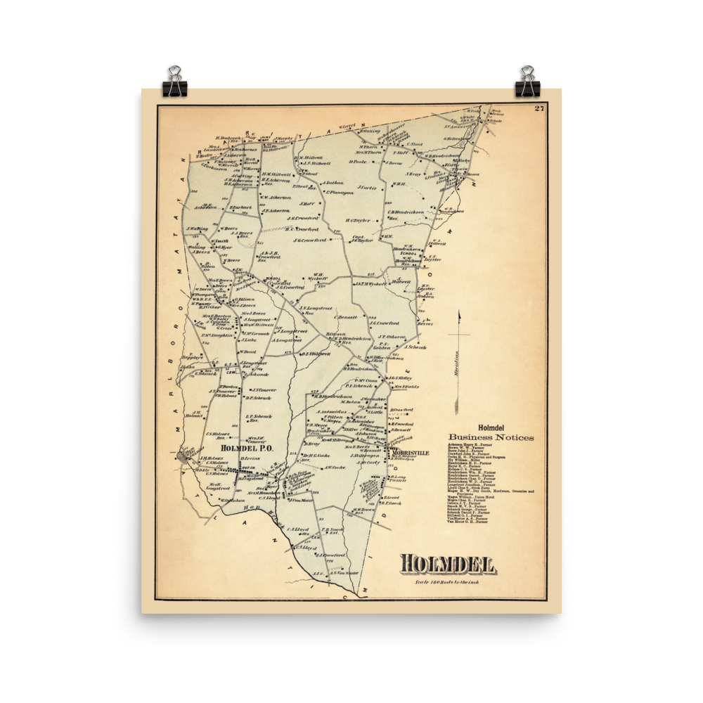 Holmdel, NJ 1873 Map
