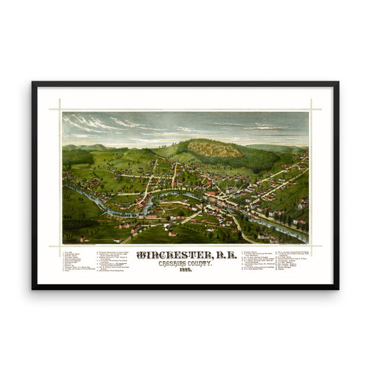 Winchester, NH 1887 Framed Map