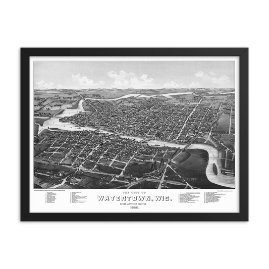 Watertown, Wisconsin 1885 Framed Map