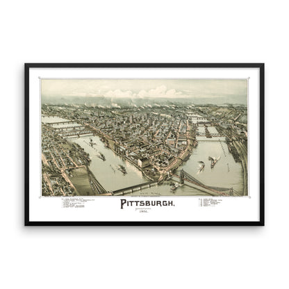 Pittsburgh, PA 1902 Framed Map