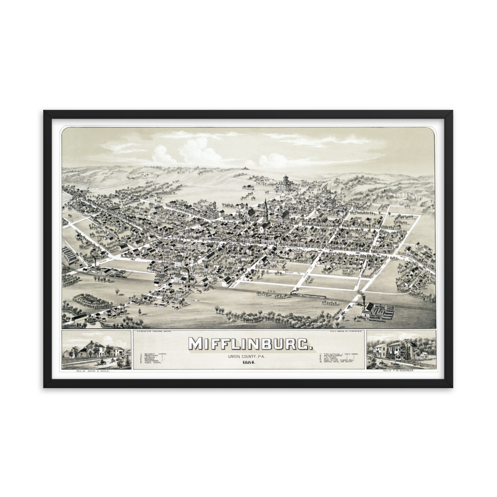 Mifflinburg, PA 1884 Framed